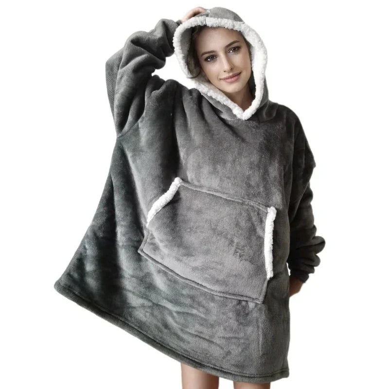 SnugFit Hoody Blanket - Luxury Flannel with Sherpa