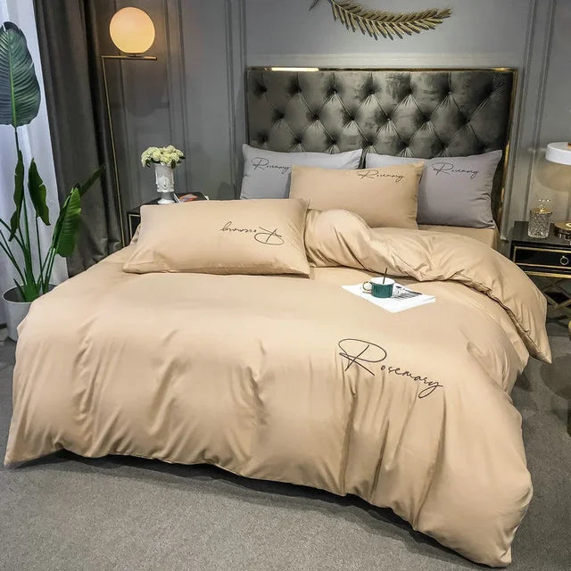 EmbroiLux Bedding - Elegant Luxury Duvet Cover with Embroidered Design