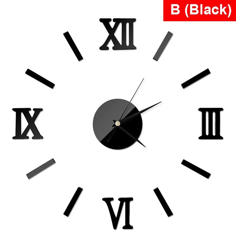 RomanTime 3D Clock - Modern DIY Wall Decor