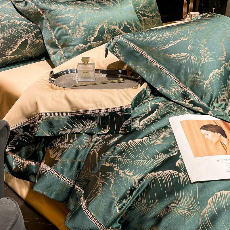 Verdant Leavescape – Luxury Egyptian Cotton Duvet Cover Set