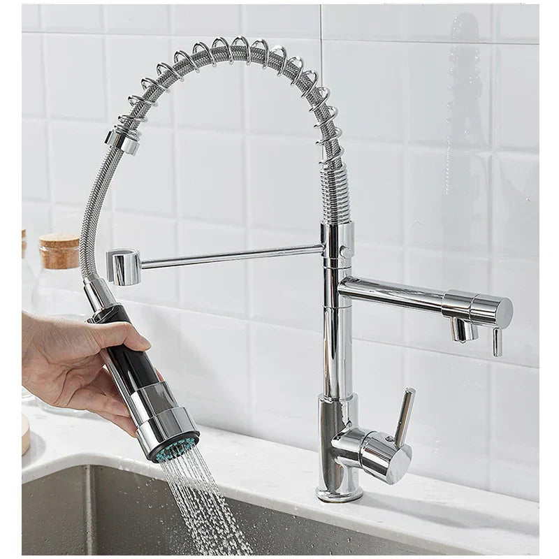 DualFlow Kitchen Tap - Luxury Double Brass Kitchen Faucet