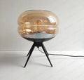 ArtisanGlow - Elegant Blue Glass Lamp Whiteh Shelf