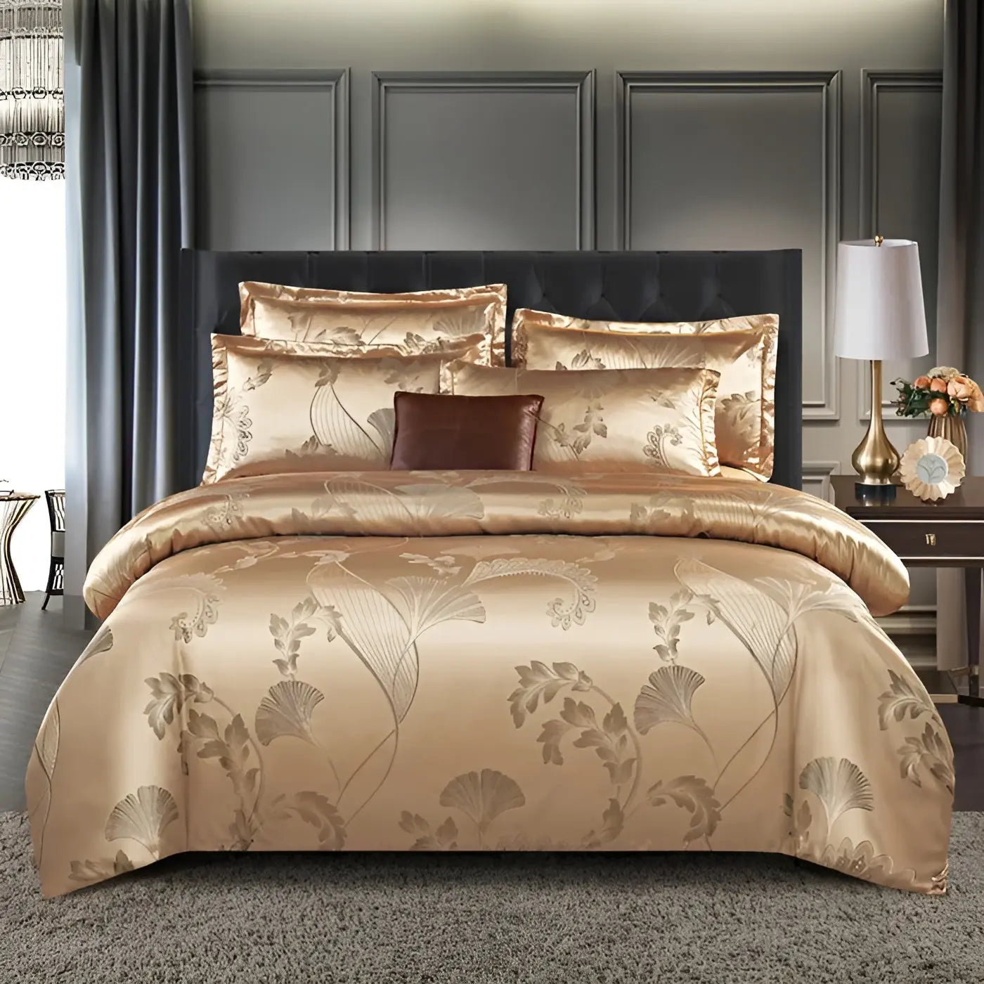 Chic Satin Jacquard Duvet Cover for a Luxury Bedroom