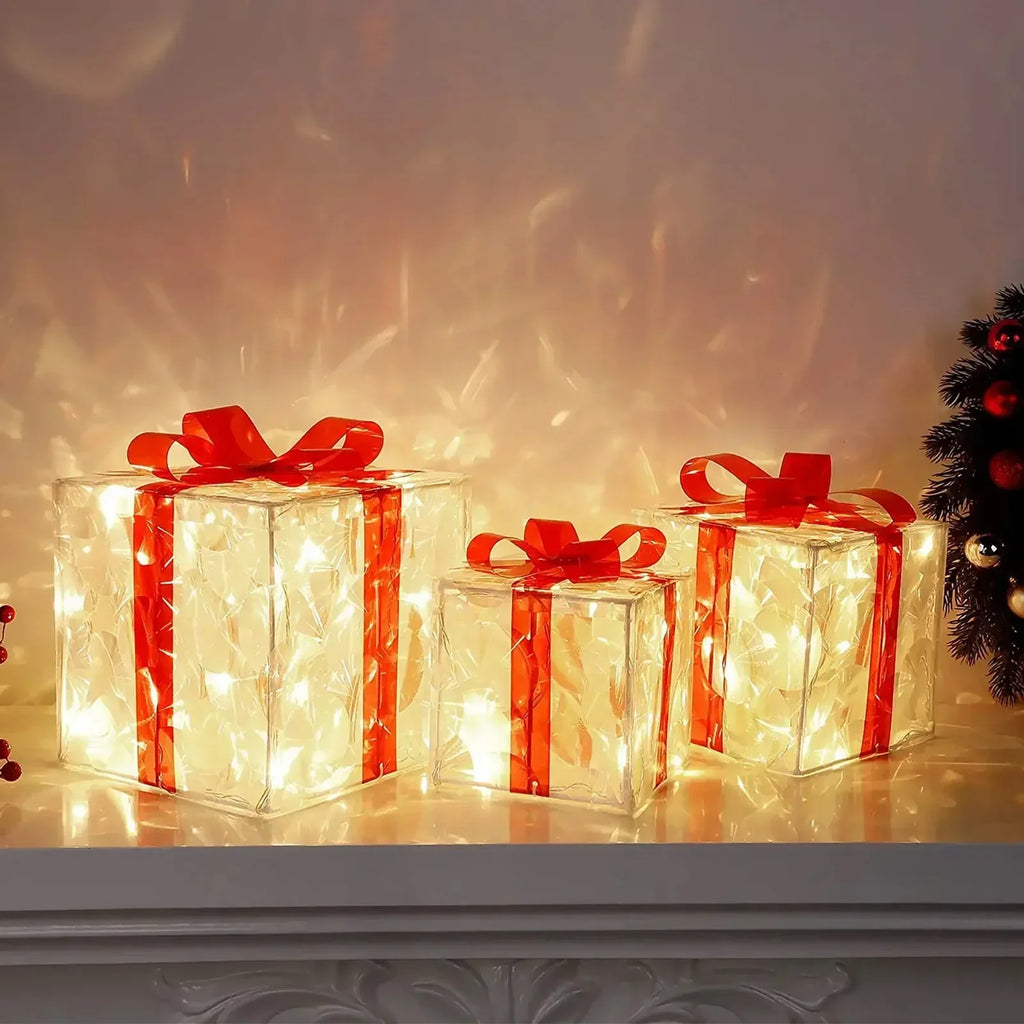 EclatDeNoel Christmas Decoration - Enchanting Light-Up Christmas Gift Box