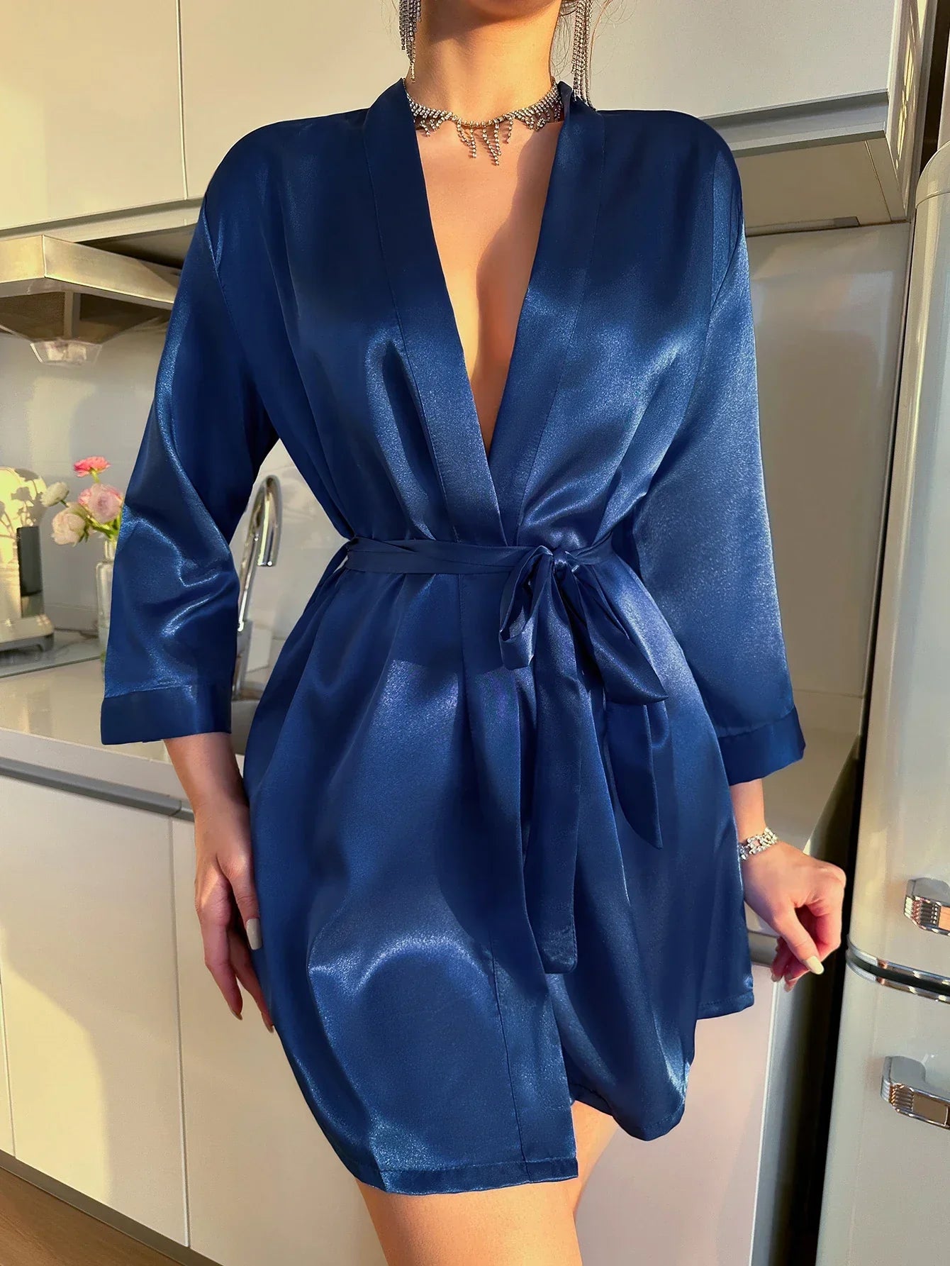 ChicWrap Morning Gown - Luxury Glazed Silk Morning Gown