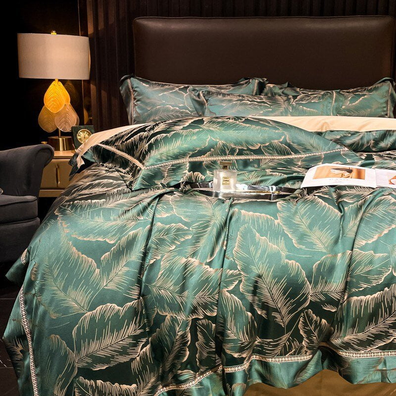Verdant Leavescape – Luxury Egyptian Cotton Duvet Cover Set