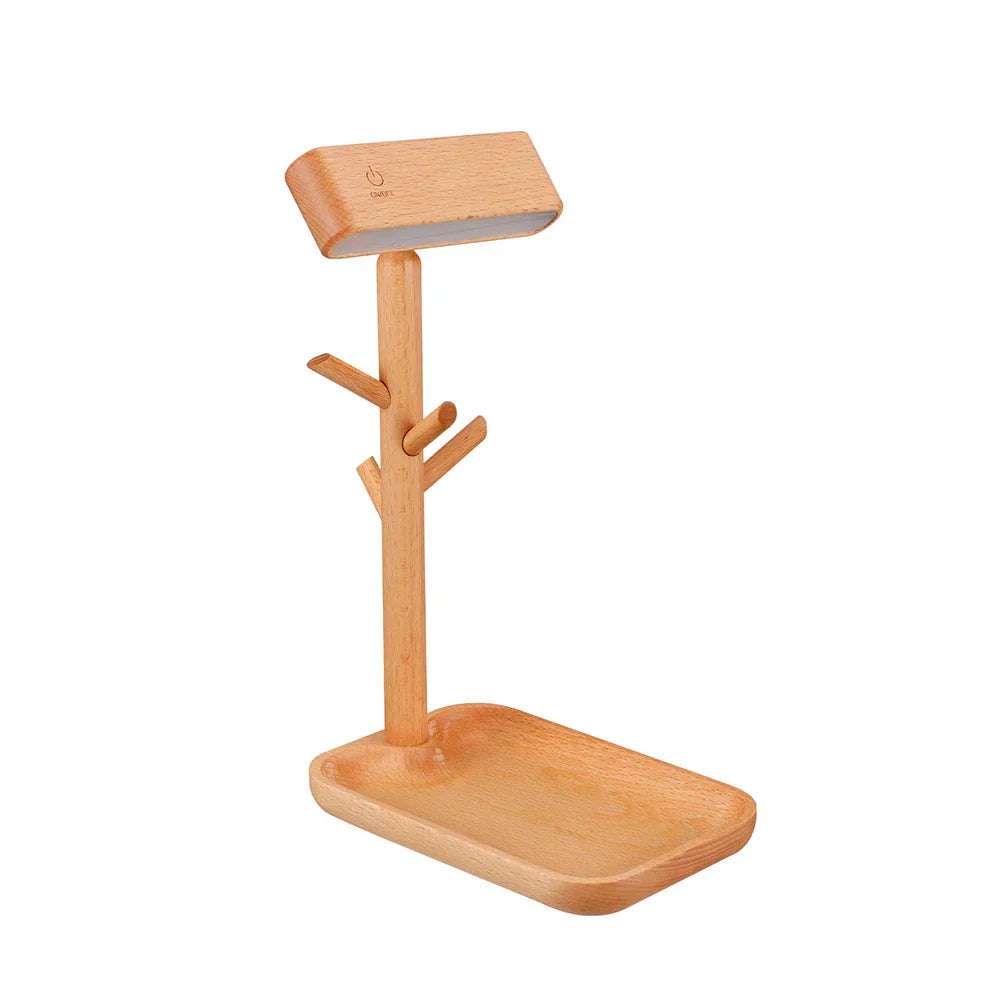 NatureGlow - Elegant Dimmable Wooden Table Lamp with Storage
