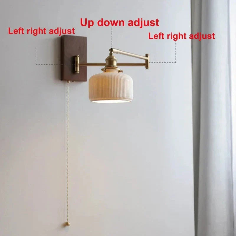 ChicGlow - Elegant Wall Lamp Made of Wood and Ceramic