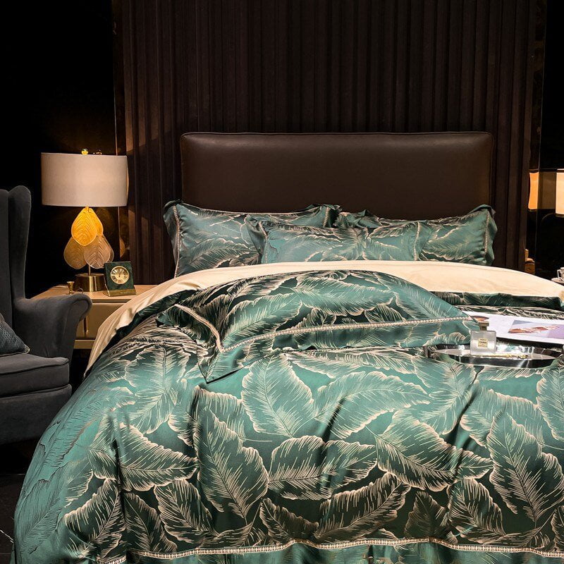 Verdant Leavescape – Luxury Egyptian Cotton Duvet Cover Set