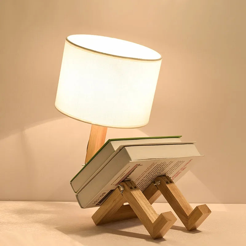 RutanFlex – Elegant Wooden Table Lamp with Book Compartment