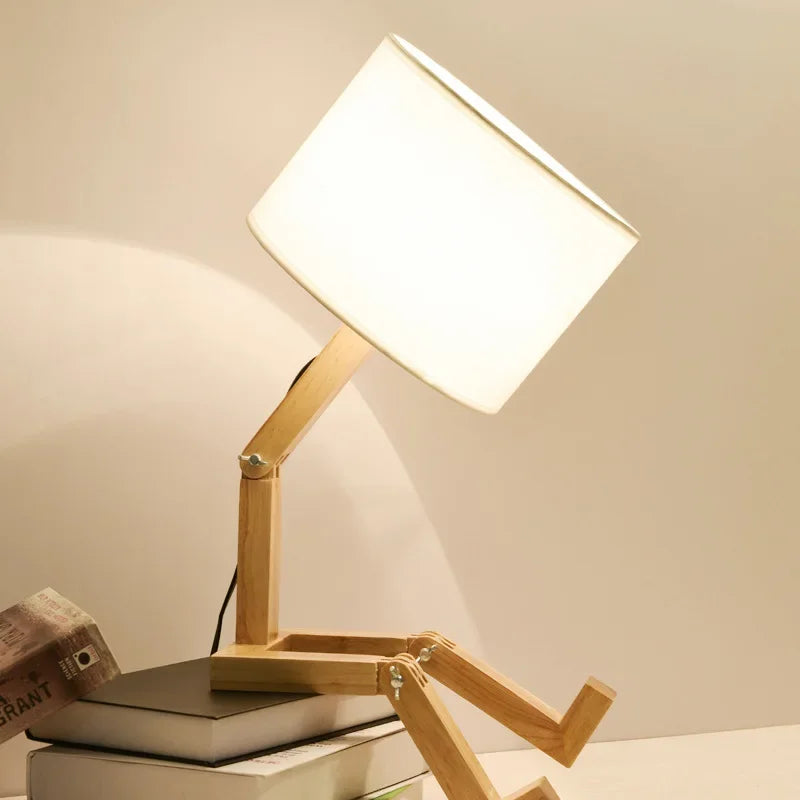 RutanFlex – Elegant Wooden Table Lamp with Book Compartment