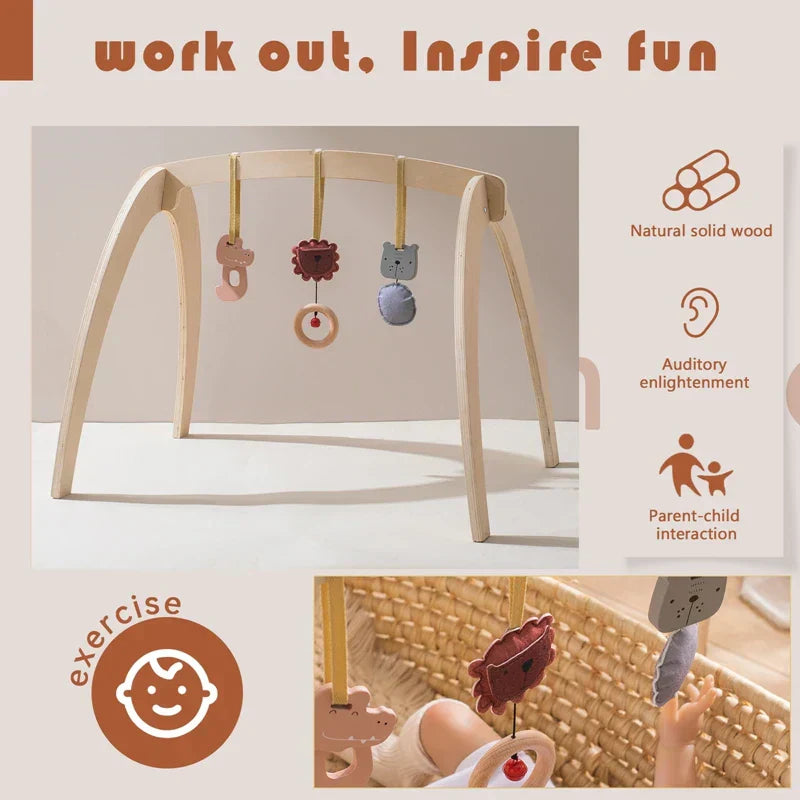 Montessori Rattle Frame - Wooden Toy with Play Objects