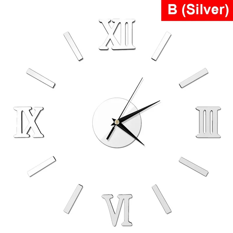 RomanTime 3D Clock - Modern DIY Wall Decor
