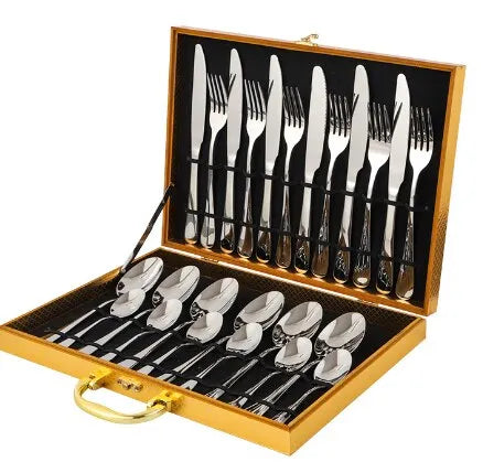 Opulent Gold Cutlery Set - The Elegant 24-piece Gold & Silver Cutlery Set