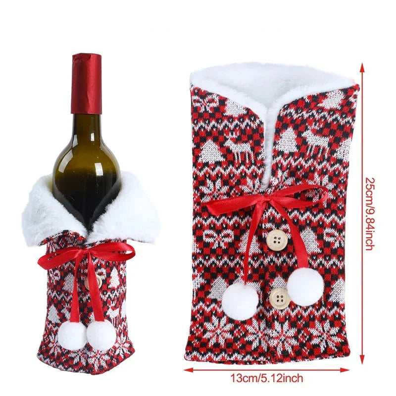 Festive Cheers Wine Bottle Cover - Elegant Wine Bottle Cover for the Holidays