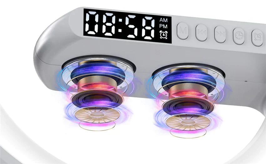 GlowHub - Multifunctional Rechargeable Speaker with Alarm Clock and Ambient Light