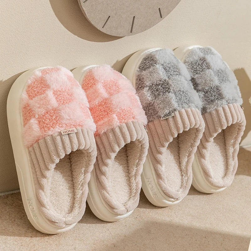 Dreamy Feet Slippers - Trendy Checked Cotton Slippers for Optimal Comfort