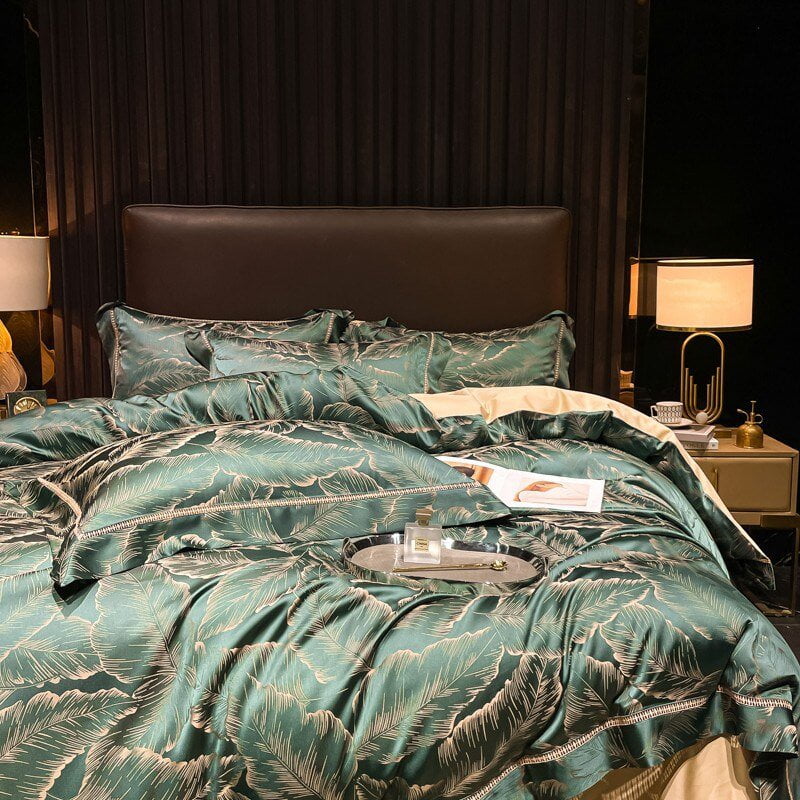 Verdant Leavescape – Luxury Egyptian Cotton Duvet Cover Set