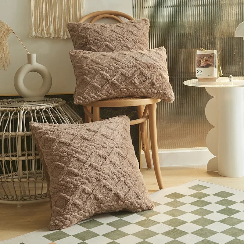 SilkAura Décor Cushion Cover - Luxury Comfort with Geometric Jacquard