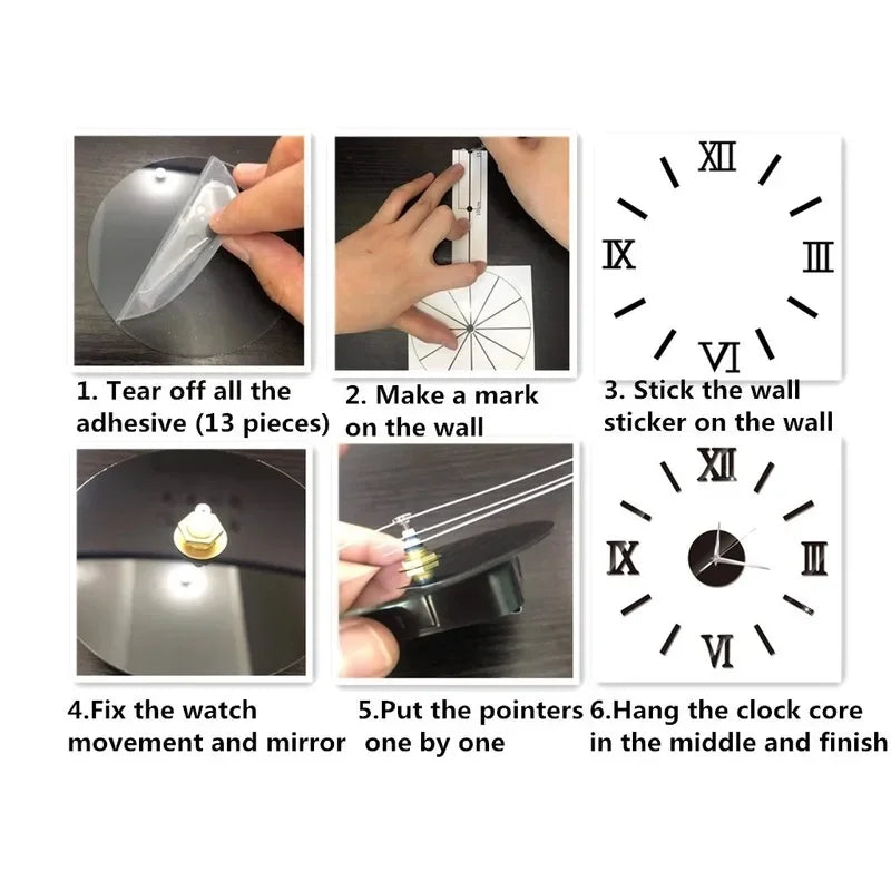 RomanTime 3D Clock - Modern DIY Wall Decor