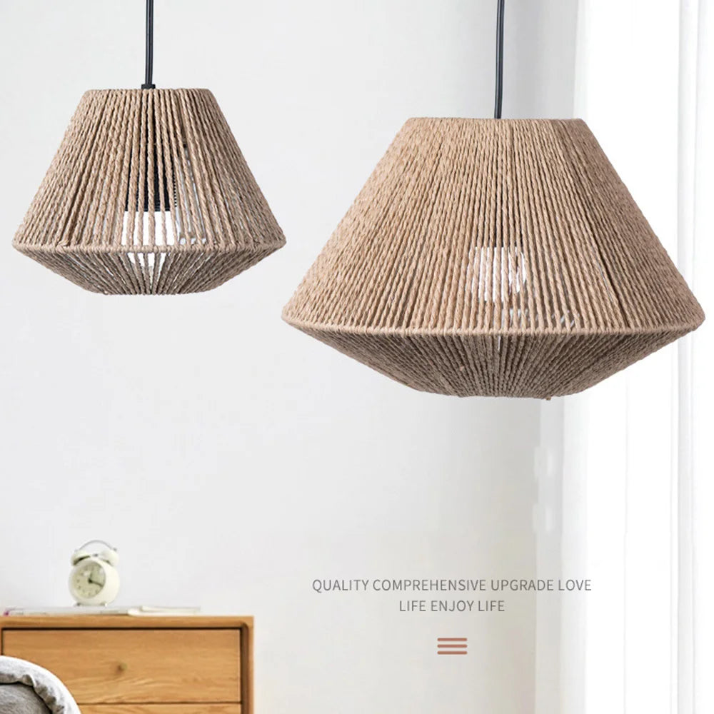 Rattan Pendant Light - Elegant Rattan Pendant Light with Geometric Design for Atmospheric Lighting