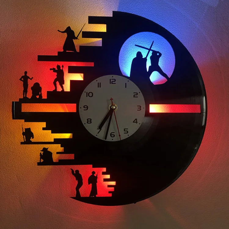 Star Wars Vinyl Clock - LED Wall Decor for Bedroom
