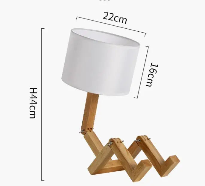Playful Robot Table Lamp - Made from Sustainable Wood for Creative Spaces