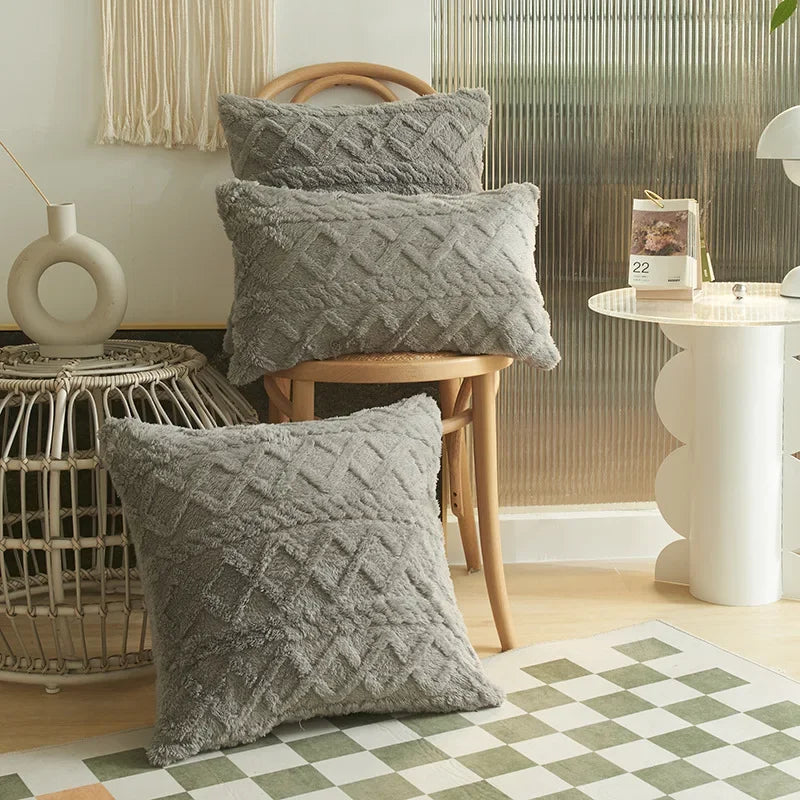 SilkAura Décor Cushion Cover - Luxury Comfort with Geometric Jacquard