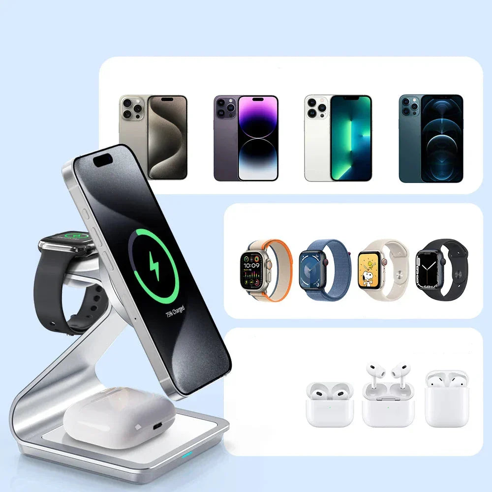 ChargeMaster 3-in-1 Wireless Charger - Fast & Stylish