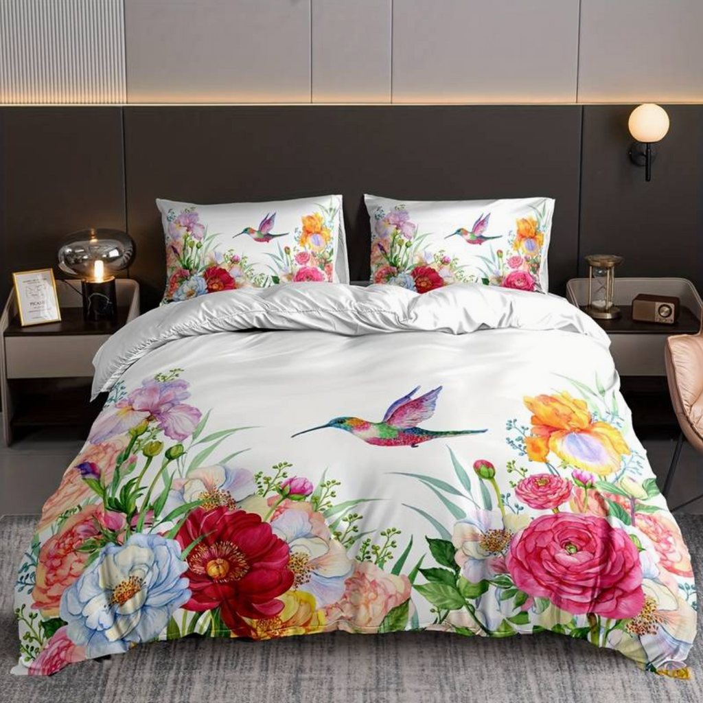 Colorful Flowers Aura Duvet Cover with Pillowcases