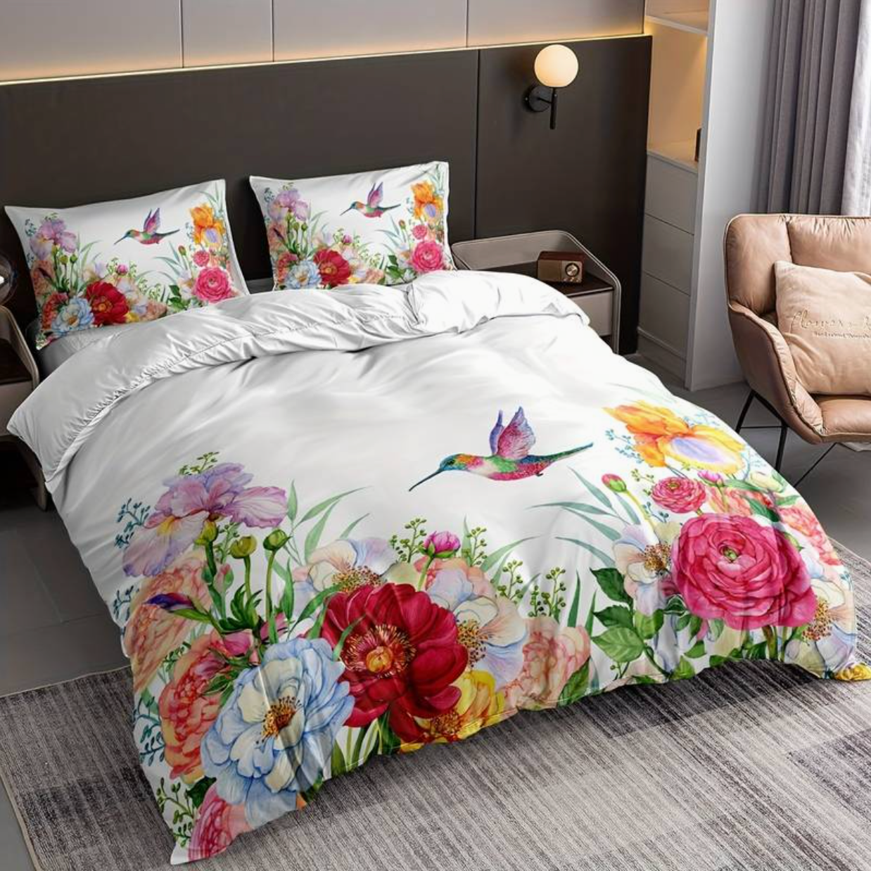 Colorful Flowers Aura Duvet Cover with Pillowcases