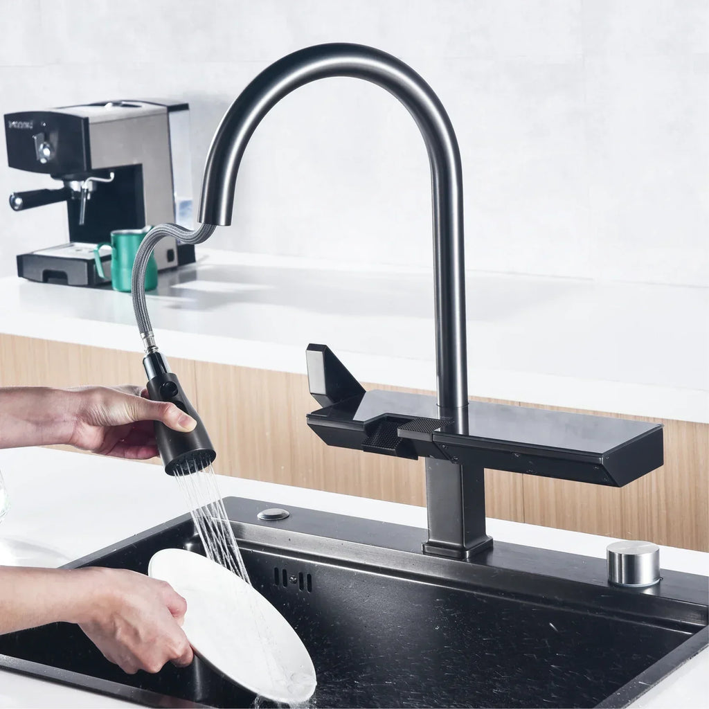 GleamFlow – Stylish Digital Kitchen Faucet in Chrome