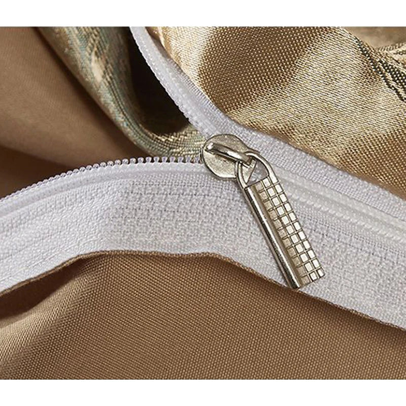 Luxury Satin Rayon Jacquard Duvet Cover in Gold & Blue