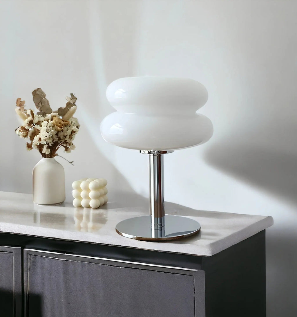 Elegant Macaron Glass Table Lamp with USB - 3 Light Colors