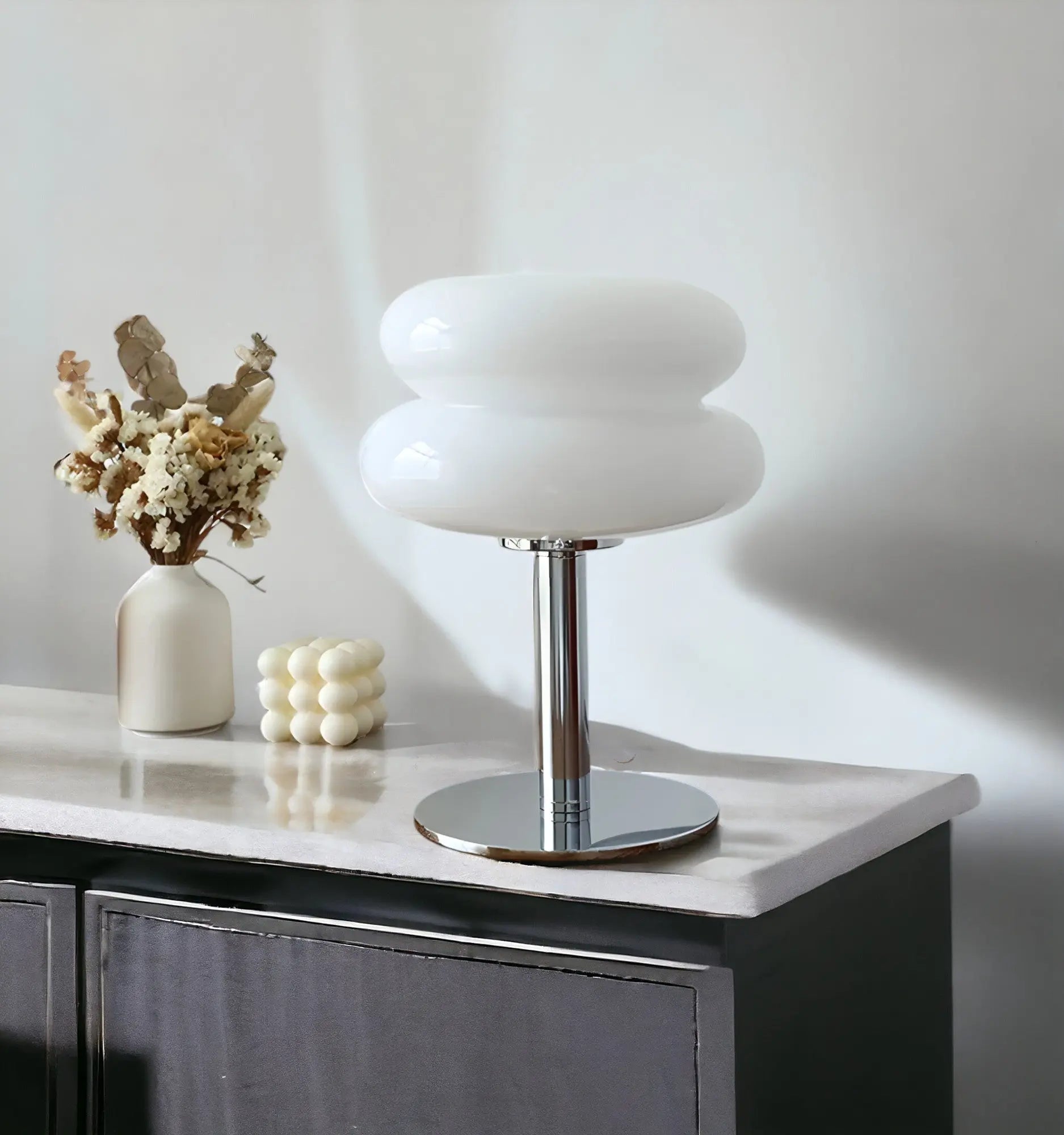 Elegant Macaron Glass Table Lamp with USB - 3 Light Colors