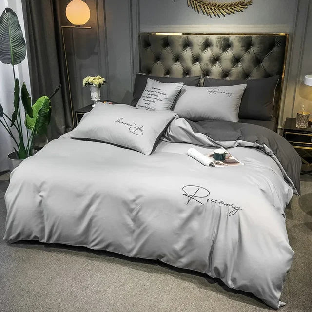 EmbroiLux Bedding - Elegant Luxury Duvet Cover with Embroidered Design