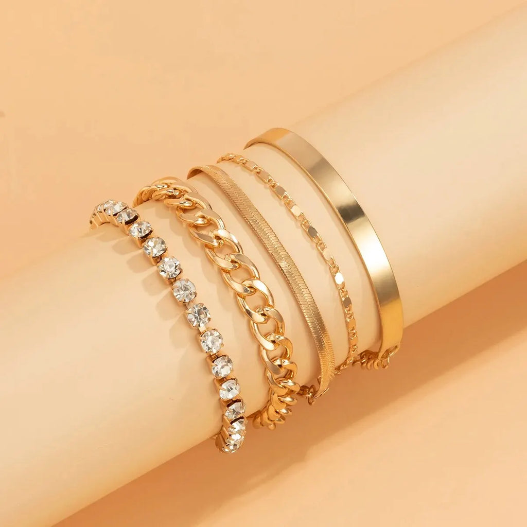 SnakeEdge Bracelet Set - 5-piece Snake Chain in Metal