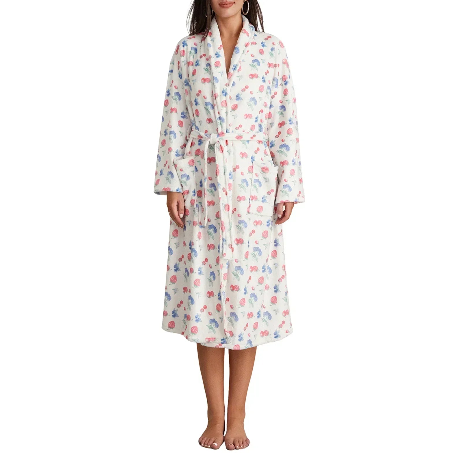 BlossomWrap Bathrobe - Luxury Flannel Bathrobe with Floral Motif
