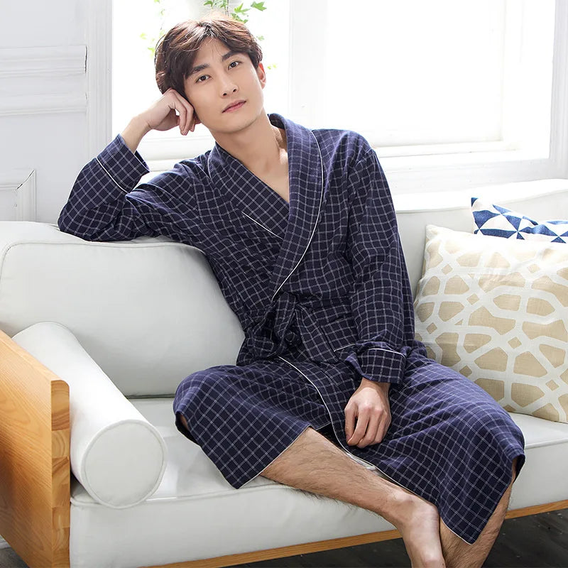 PlaidRobe - Luxury Cotton Bathrobe with Plaid Pattern