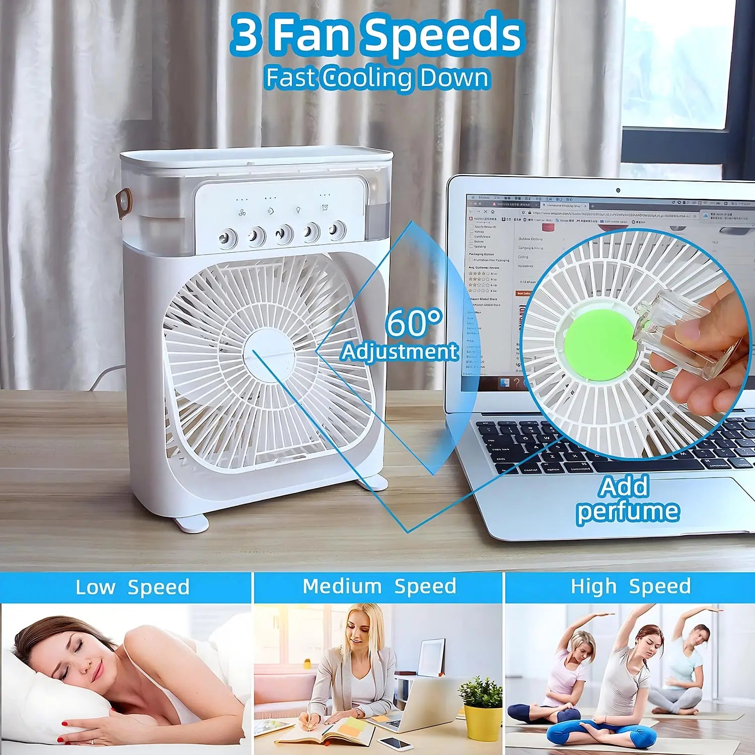 BreezeMaster 3-in-1 Air Conditioner Fan with LED Colors