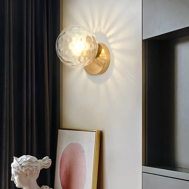 GleamGold - Luxury Gold Wall Lamp with Glass