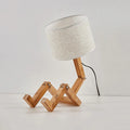 Playful Robot Table Lamp - Made from Sustainable Wood for Creative Spaces