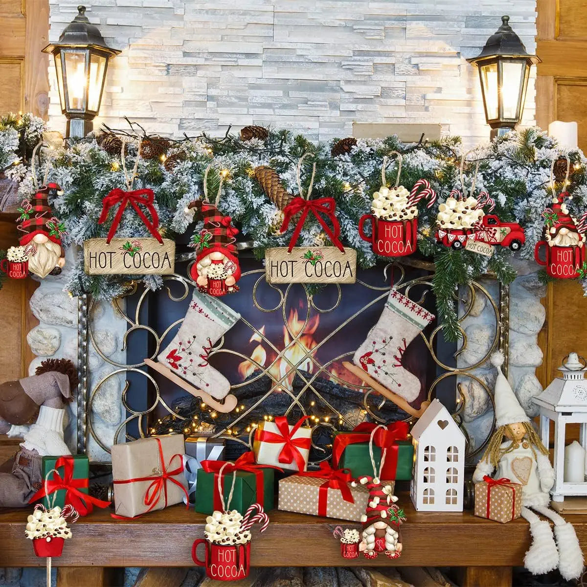 GnomeMagic Christmas Decorations - Charming Wooden Christmas Ornaments
