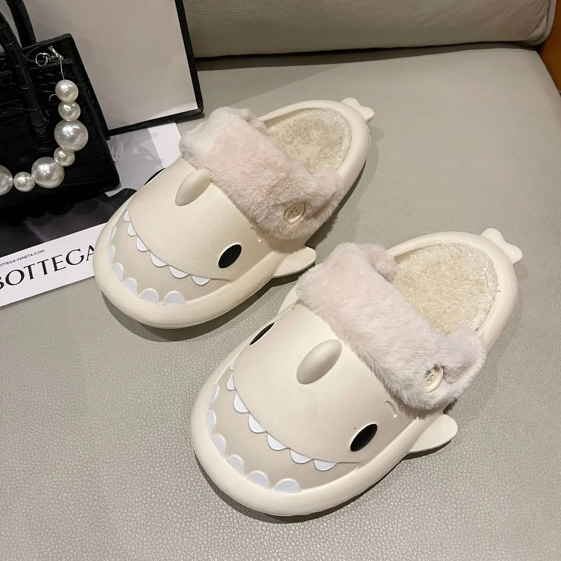 SharkSlippers - Playful Shark Cotton Slippers for Comfortable Indoor Use