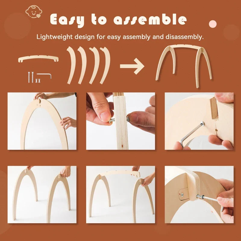 Montessori Rattle Frame - Wooden Toy with Play Objects