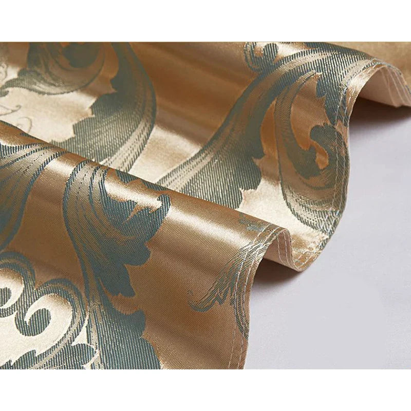 Luxury Satin Rayon Jacquard Duvet Cover in Gold & Blue