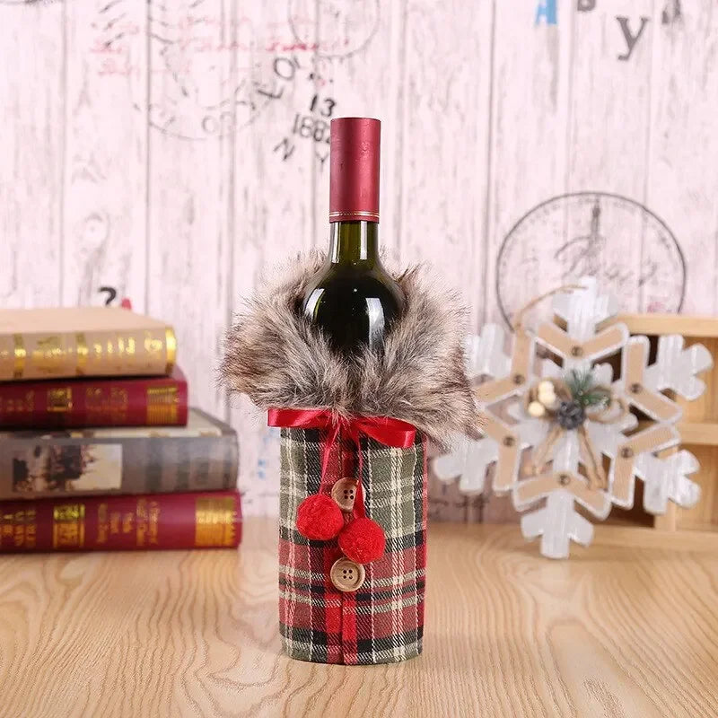 Festive Cheers Wine Bottle Cover - Elegant Wine Bottle Cover for the Holidays