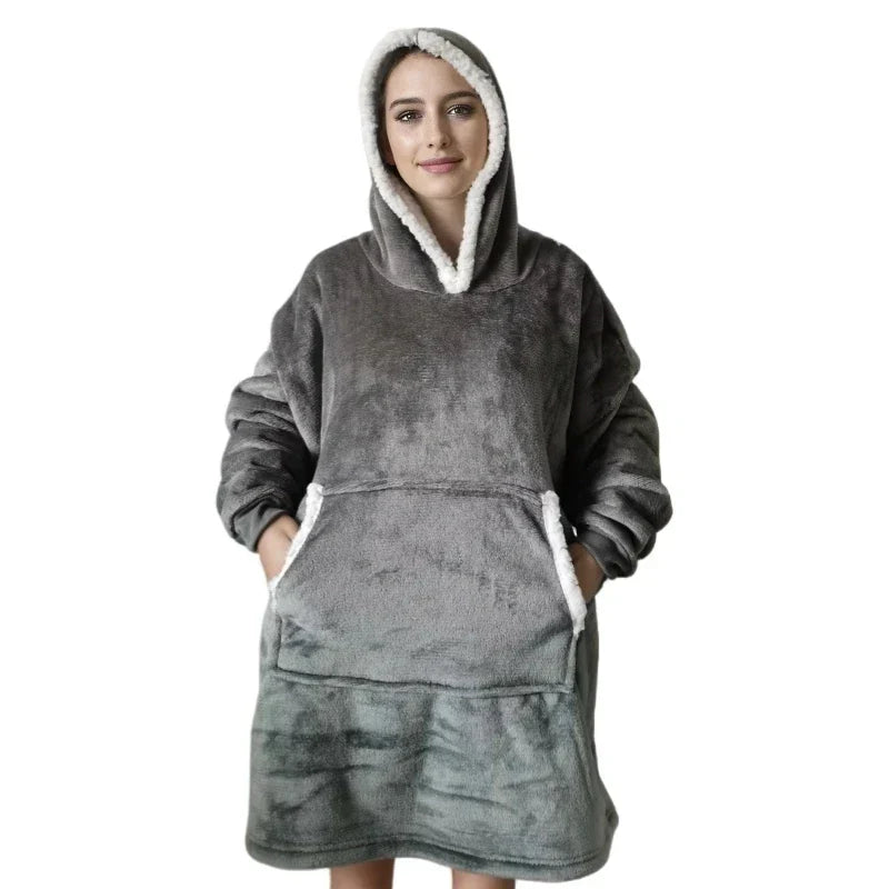 SnugFit Hoody Blanket - Luxury Flannel with Sherpa