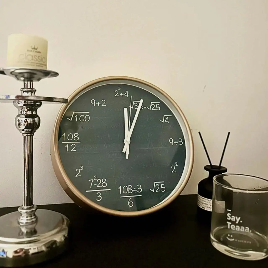 Chalkboard Clock - Mathematical Formulas Wall Decoration