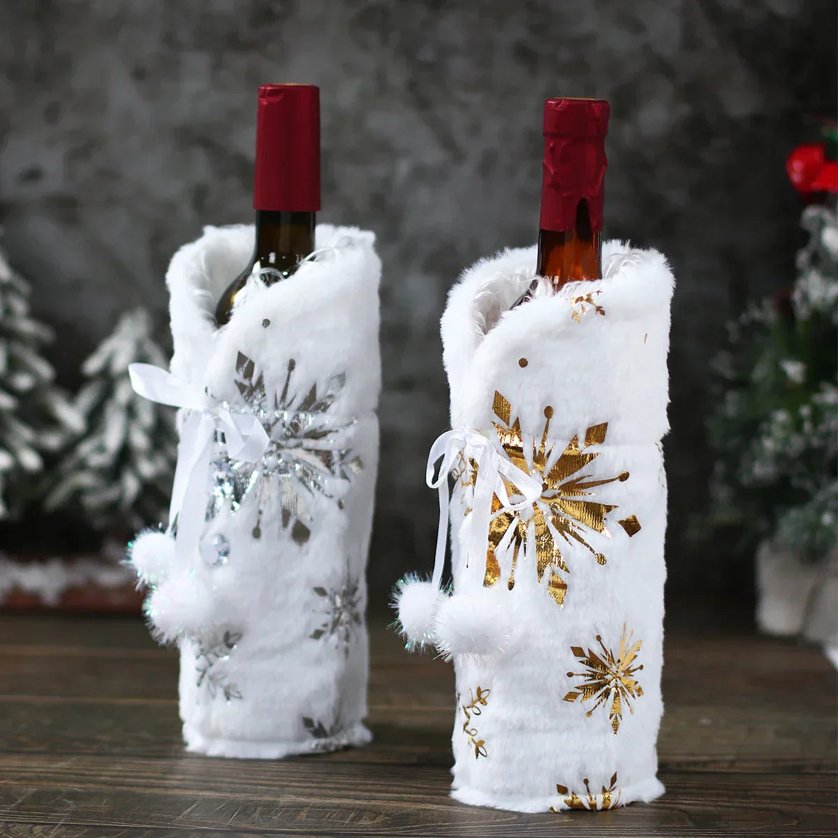 Festive Cheers Wine Bottle Cover - Elegant Wine Bottle Cover for the Holidays
